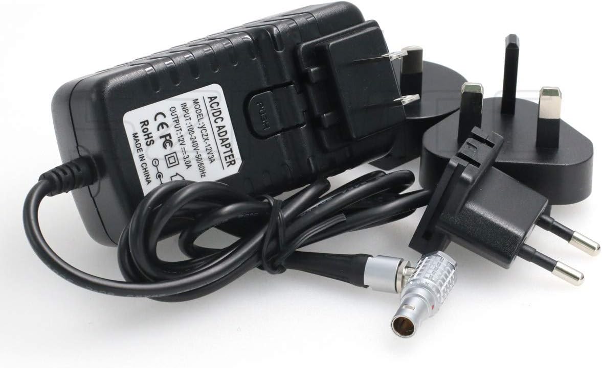 SZRMCC Right Angle 0B 2 Pin Male AC DC Power Adapter with US UK EU AU Plugs for Teradek Bolt SmallHD 503 703 Hollyland Cosmo 600 (Right Angle 2 Pin)