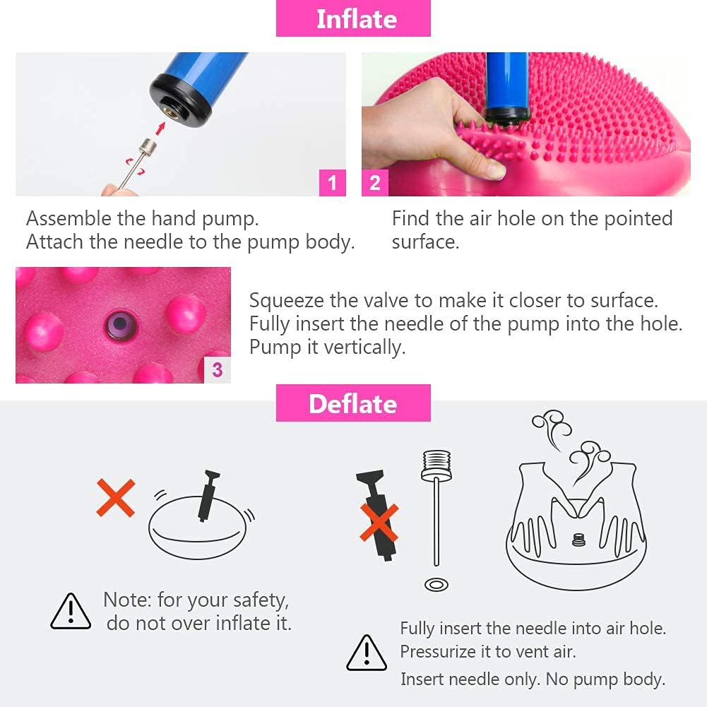 2Pcs Wiggle Seat, Inflatable Stability Balance Disc Wobble Cushion, Balance Disc Wiggle Seat, Flexible Seating Classroom with Free Air Pump Sensory Kids (Office & Home & School)