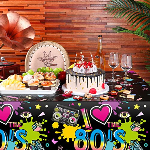 3 Pack 80S Plastic Party Tablecloth 80'S Party Table Cover 80S Birthday Party Supplies The 80'S Hip Hop Party Decoration Throwback Birthday Party Decoration For Dining Room And Kitchen, 54 X 108 Inch #TOP4