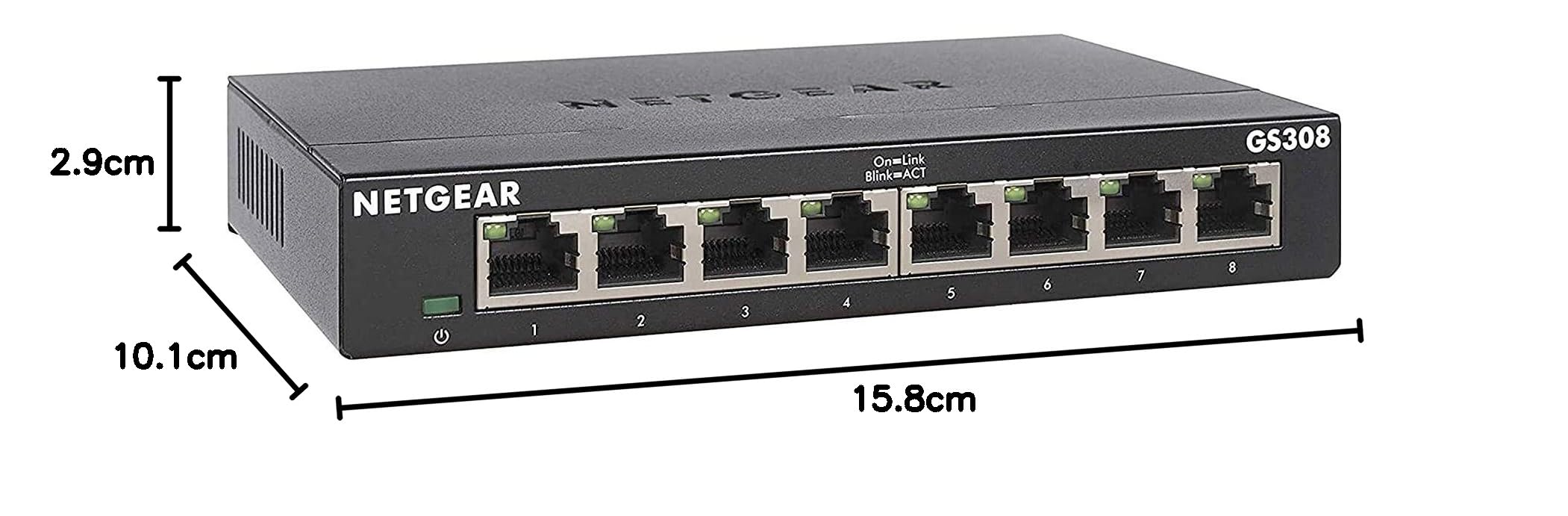 NETGEAR 8 Port Gigabit Network Switch (GS308) - Ethernet Switch - Ethernet Splitter - Plug-and-Play - Silent Operation - Desktop or Wall Mount — view 8