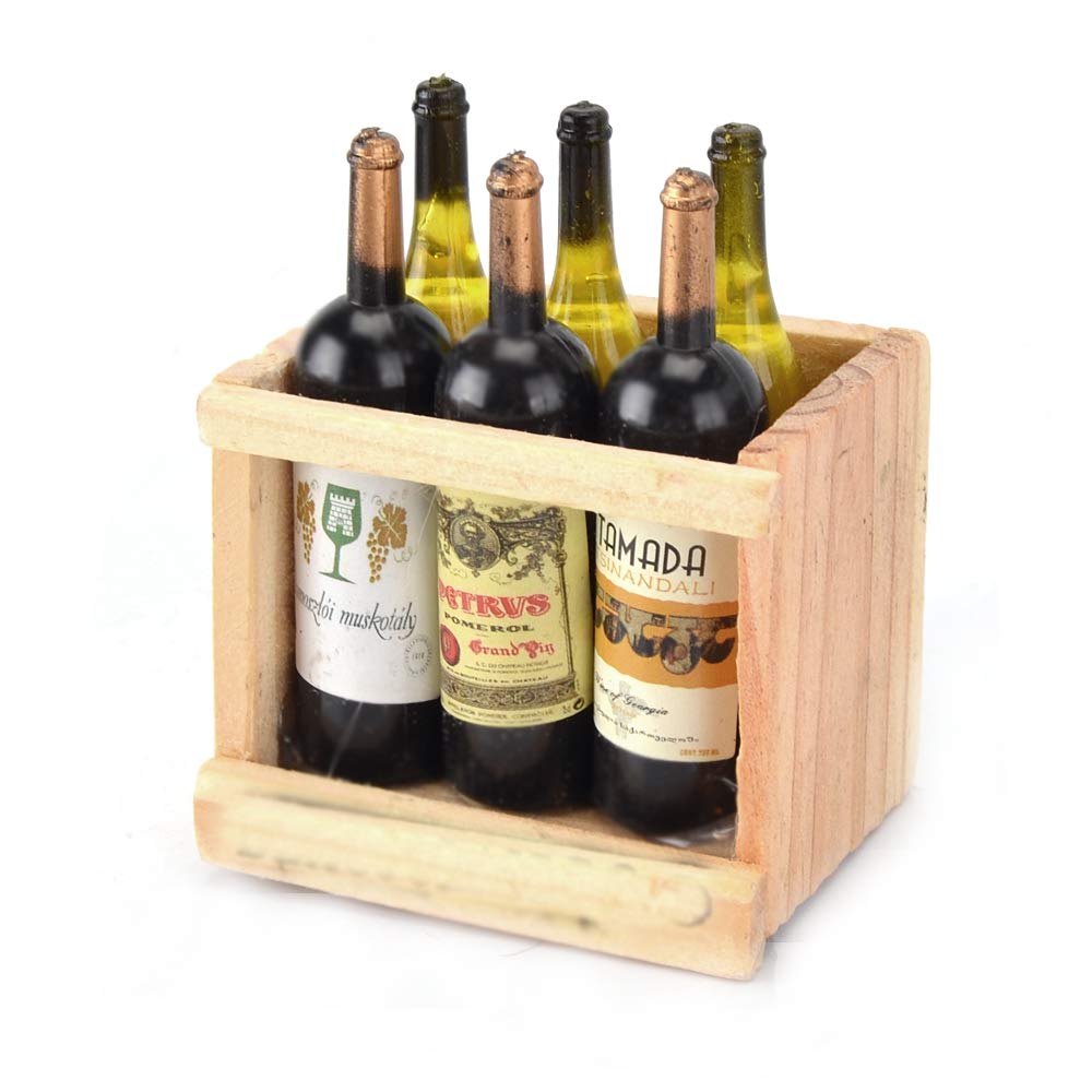 GOOACTION 1:10 RC Car Decoration Wine Rack with Red Wine Bottles Decor Tool for 1/10 90046 D90 RC Rock Crawler Truck Car Parts,42x30x50mm (with a Small Magnet at Backside)