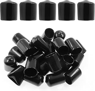 Biaungdo 24 Pcs 19mm Vinyl Rubber End Caps, Black Round Flexible Rubber End Caps Rubber Bolt Cap Cover Screw Thread Protectors Safety Cover