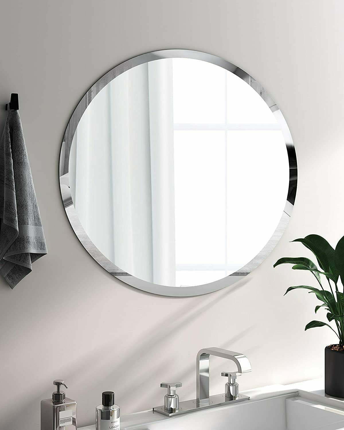 Biznest Silver Frameless Wall Mounted Mirror Home Decor Modern Frame Less Wall Mirror For Bathroom Bedroom Living Room Pick Yours, 50X70cm, (Biz-298)