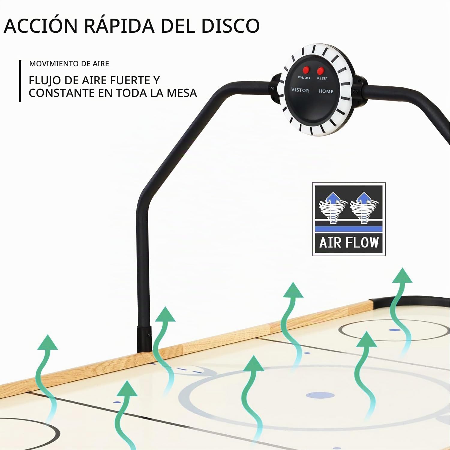 OYE Mesa de hockey de aire LED de 54 pulgadas con marcador electrónico, mesa de juego de hockey eléctrica alimentada, juego de juego de hockey con luz digital, motor potente