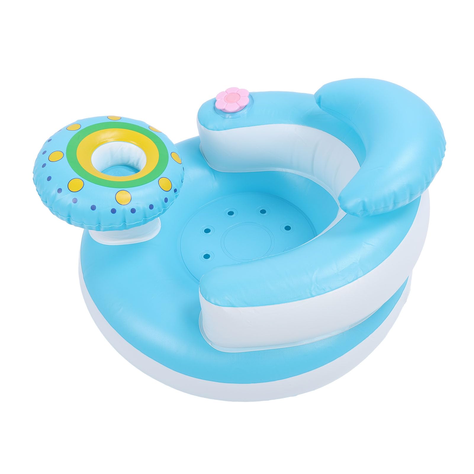 Aufblasbarer Babystuhl mit Sicherer Rückenstütze Zum Baden, Spielen, Füttern – Tragbares Baby für Neugeborene und Kleinkinder – PVC-Material Blau