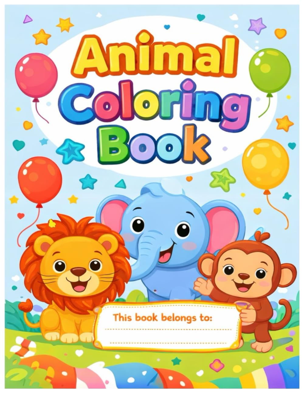 Happy Jungle Friends: Coloring book for Kids: Alphabetical animal coloring book