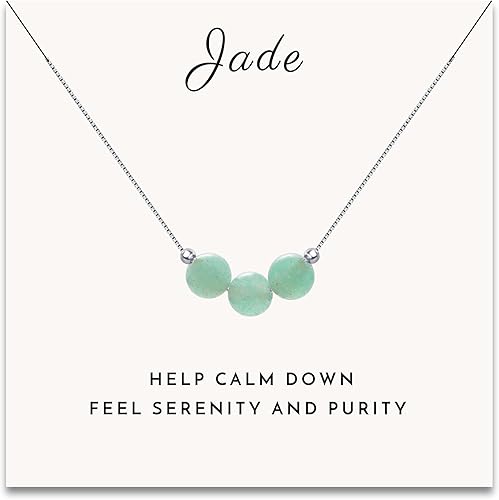 Jade Necklace Sterling Silver Dainty Choker Necklace for Women Crystals Healing Gem Stones Necklace as Handmade Spiritual Gifts Mint Green Gemstone