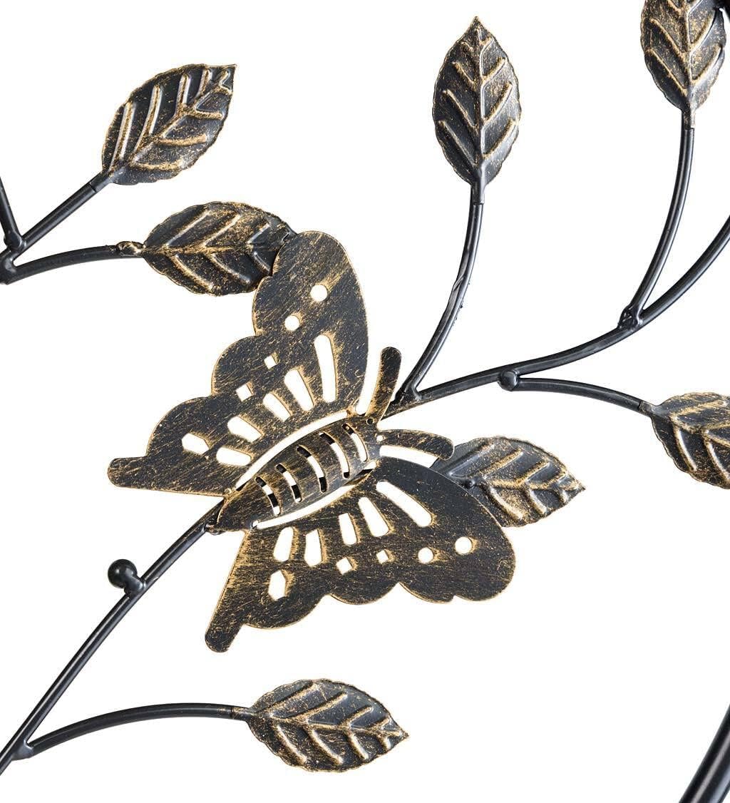 Plow & Hearth Laser Cut Metal Butterfly and Vines Trio Garden Trellis, Garden Support for Climbing Flowers, Vines, and Vegetables, Artistic Landscape Accent, Versatile, 24" W x 1" D x 79½"H