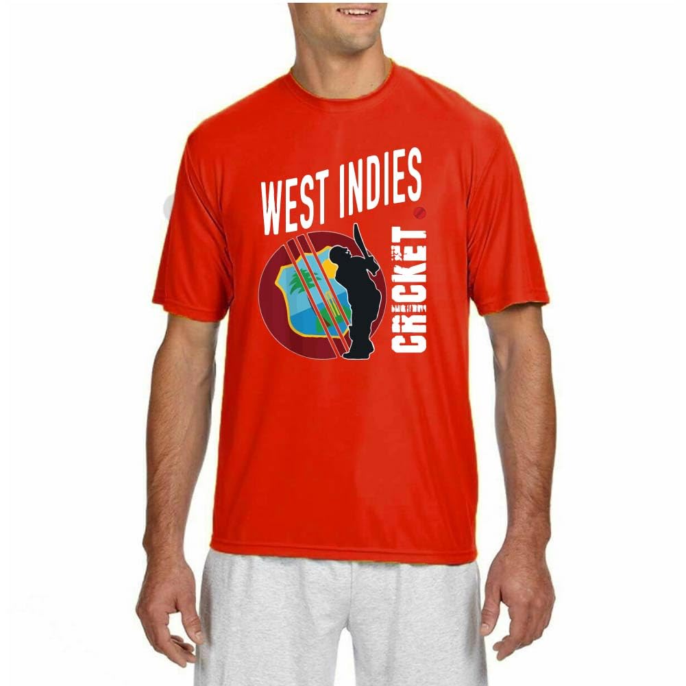 GenericWest Indies Jersey Dry-Fit Cricket Sports T-Shirt - Dry-Fit Sports Cricket T-Shirt for Adults - Unisex West Indies Jersey Cricket T-Shirt - Ideal for Everyday Wear