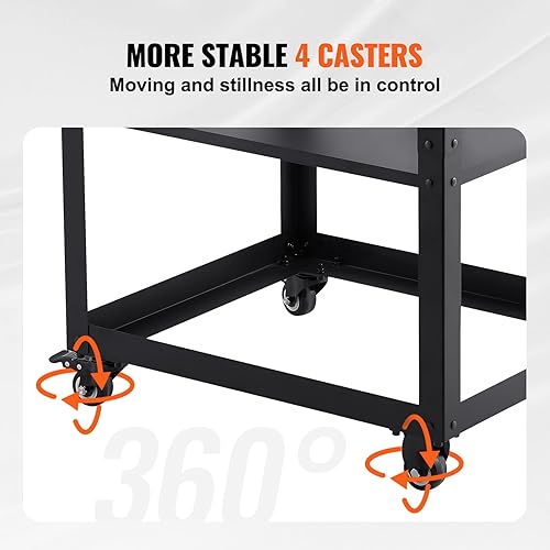 Miniatura 4 de VEVOR Soporte para cepilladora de grosor, 100 libras de cargas pesadas, mesa cepilladora de grosor ajustable de tres engranajes, con 4 ruedas