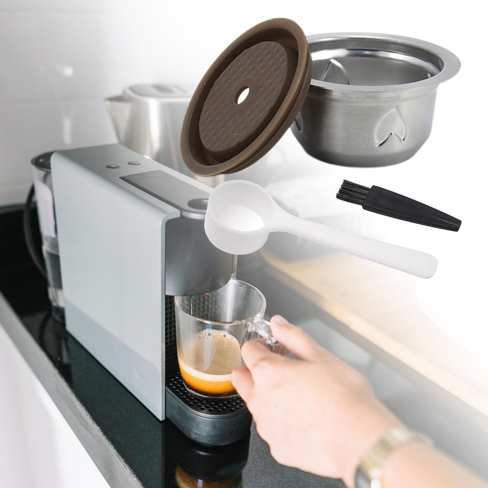 perfk Juego de cápsulas de café reutilizables, cápsula multiusos de acero inoxidable, taza de filtro de regalo, cápsulas de café rellenables, accesorios, 230 Ml