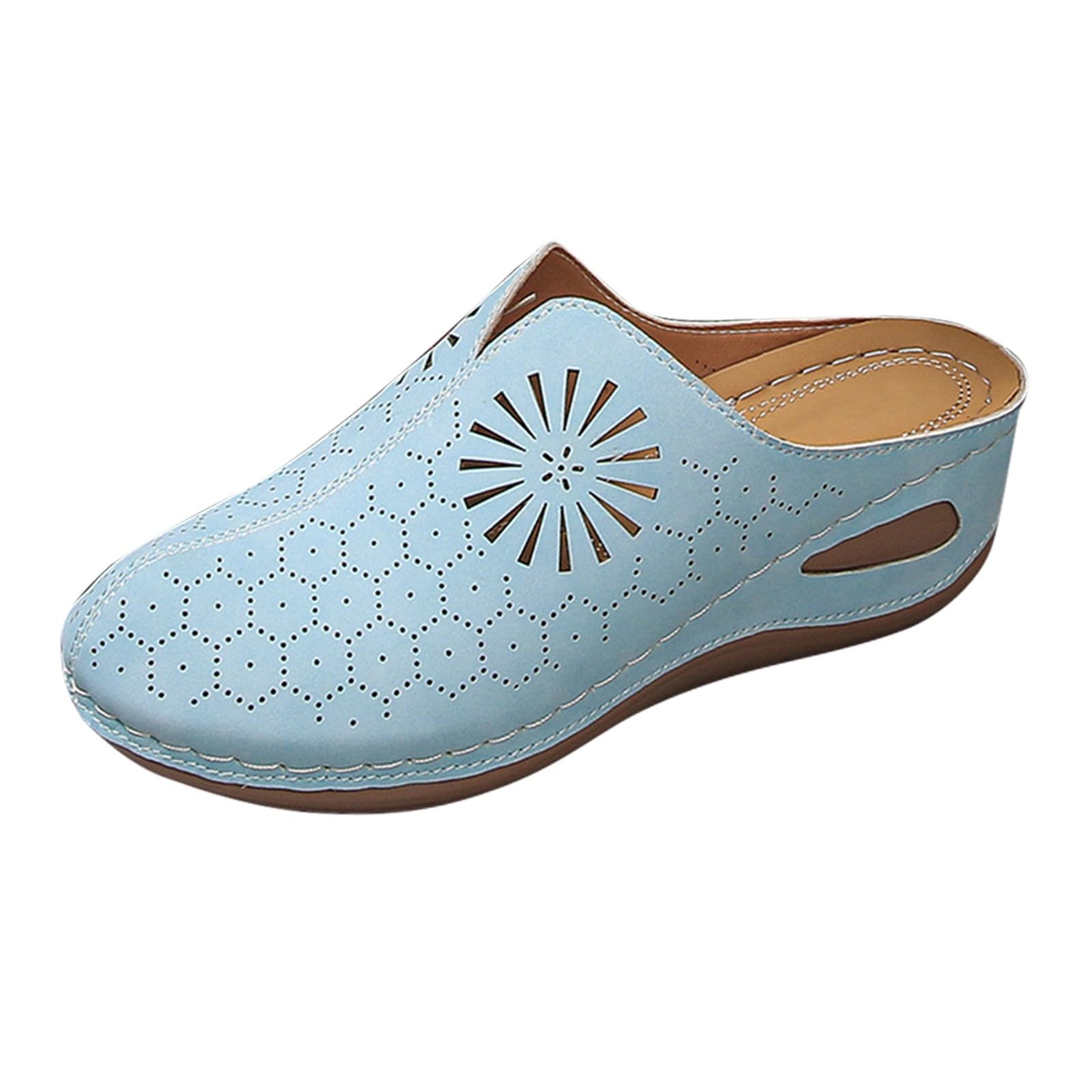 Generico Sandales CompenséEs Confortables LéGèRes AntidéRapantes Semelle Souple Respirantes Chaussures Femme éTé éLéGantes Mules OrthopéDiques Coupe Large Ville Usage Quotidien