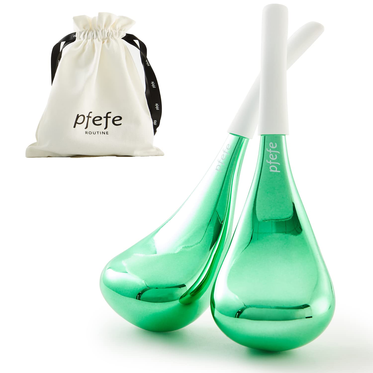 Pfefe Cryo Sticks Ice Globes - Facial and Eye Skin Care Tools - Stainless Steel Cryo Sticks for Refreshing Massage Globes with Storage Case