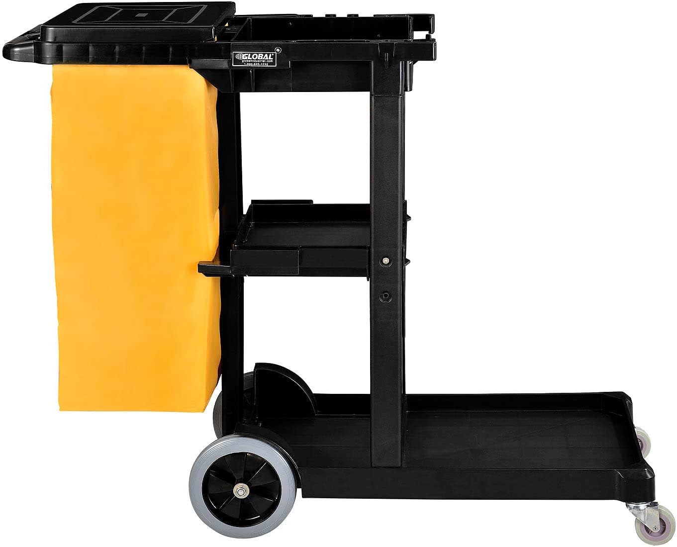 Global Industrial Janitor Cart with 25 Gallon Vinyl Bag, Black