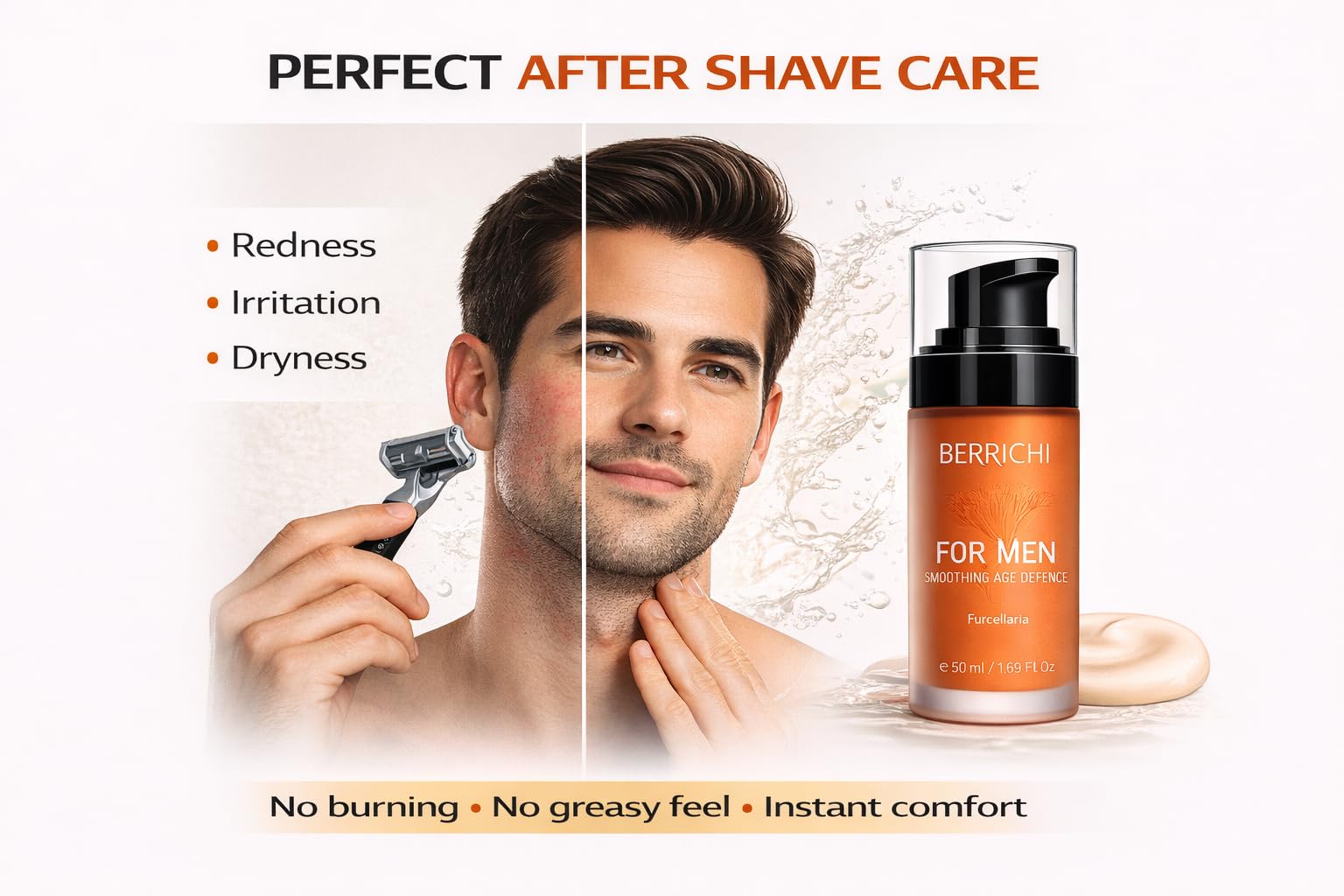 Crema facial natural antienvejecimiento para hombres - crema antiarrugas de rápida absorción para pieles mixtas secas y sensibles con astaxantina, aloe vera y aceite de jojoba I Cuidado facial vegano