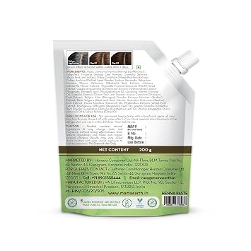 Mamaearth Heena Paste with Dark Roast Coffee | Ready-to-Use for Naturally Colored Hair | Helps Reduce Premature Graying & Gives Long Lasting Natural Color | 7.05 Oz/200g