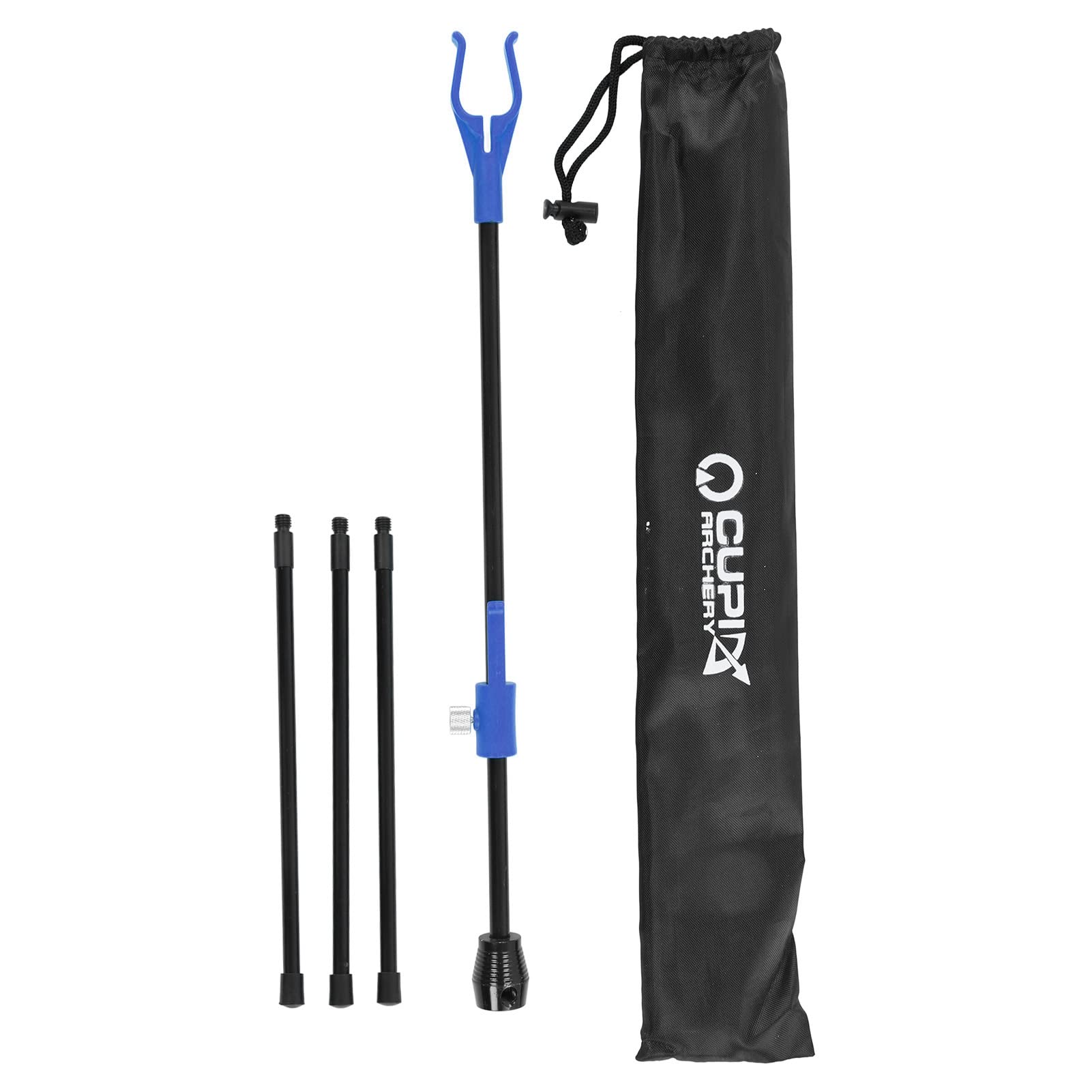 Rosvola Soporte de Arco de Tiro con Arco, Soporte de Arco Recurvo Aleación de Aluminio Fácil Desmontaje Varilla de Fibra de Vidrio Universal para Exteriores (Azul)