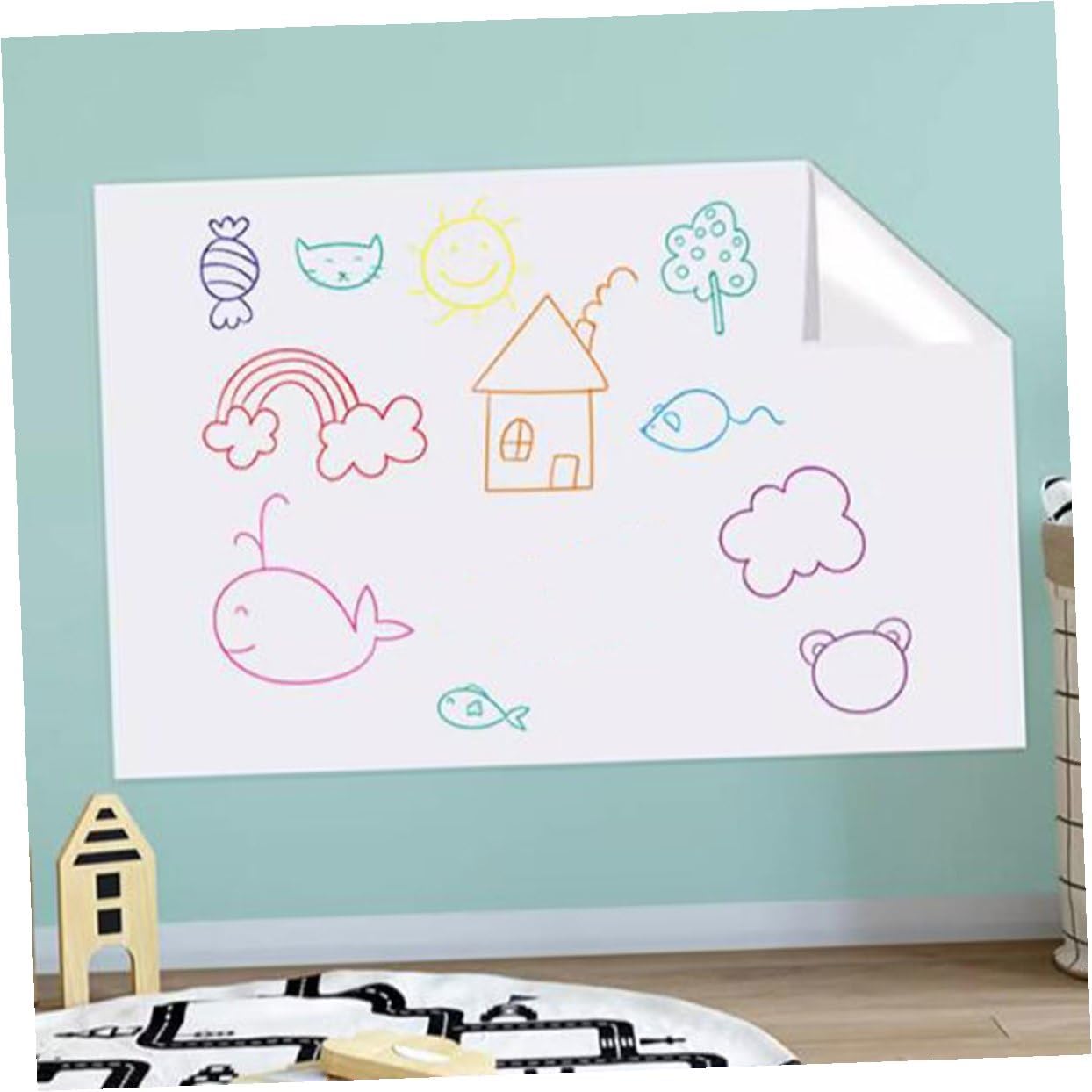 Generic Electrostatic Adhesion Whiteboard Dry Erase Wall Sticker Reusable Whiteboard for Boys and Girls Office School Wall Calendar Eraser