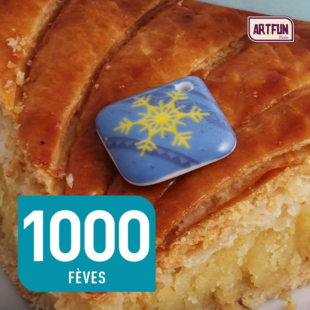ArtFun Lot 1000 FEVES Collection Flocons Rois des Neiges - Feve Galette des Rois Epiphanie Premium - Feve Porcelaine Alimentaire