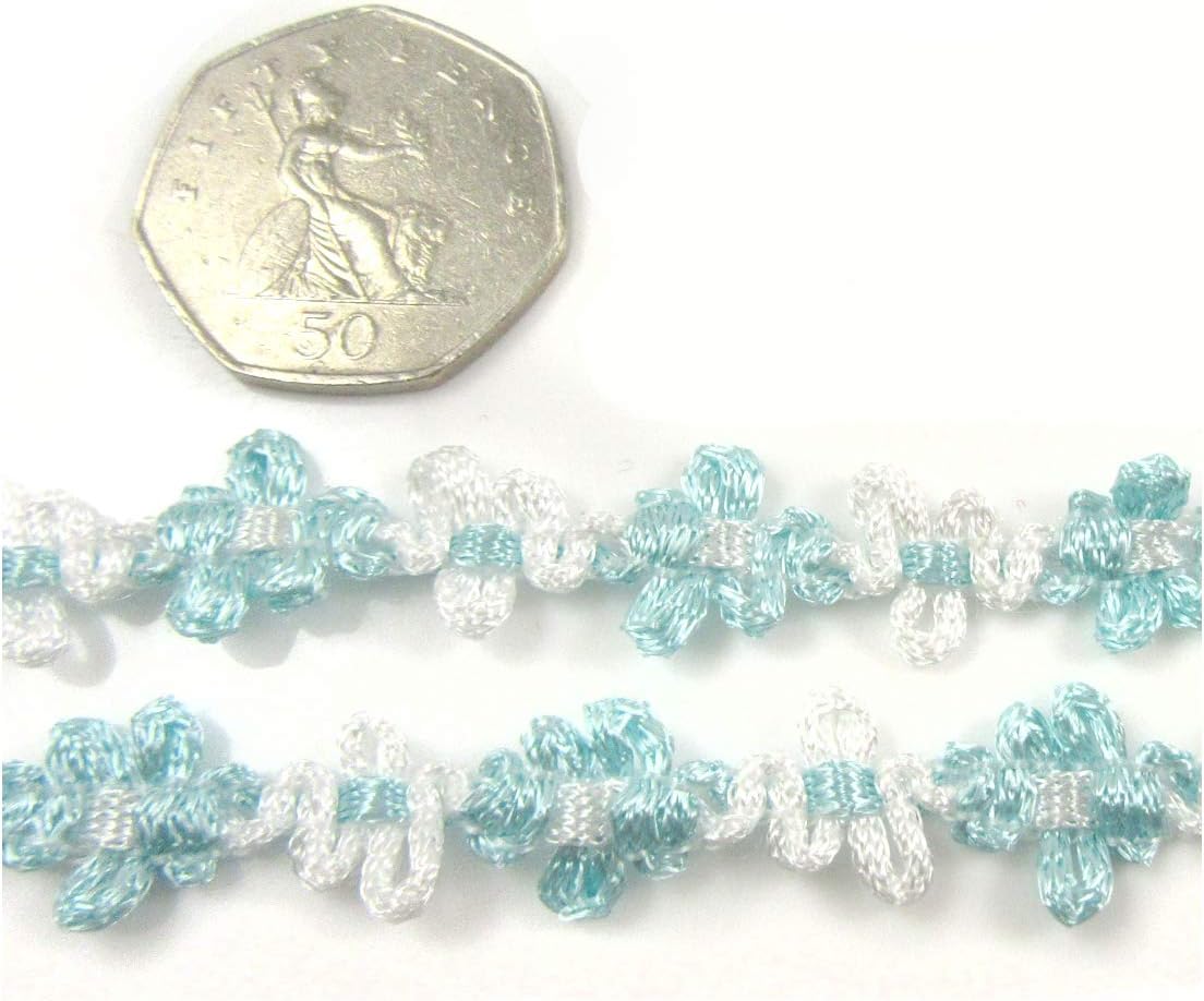 Floral Design Sewing Trimming/Edging 15mm *21 Styles* Decorative Trim UK (H5111 Light Blue, 10 Metres)