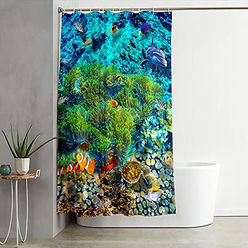 Rideau de douche anti moisissure imperméable tissu polyester motif mer
