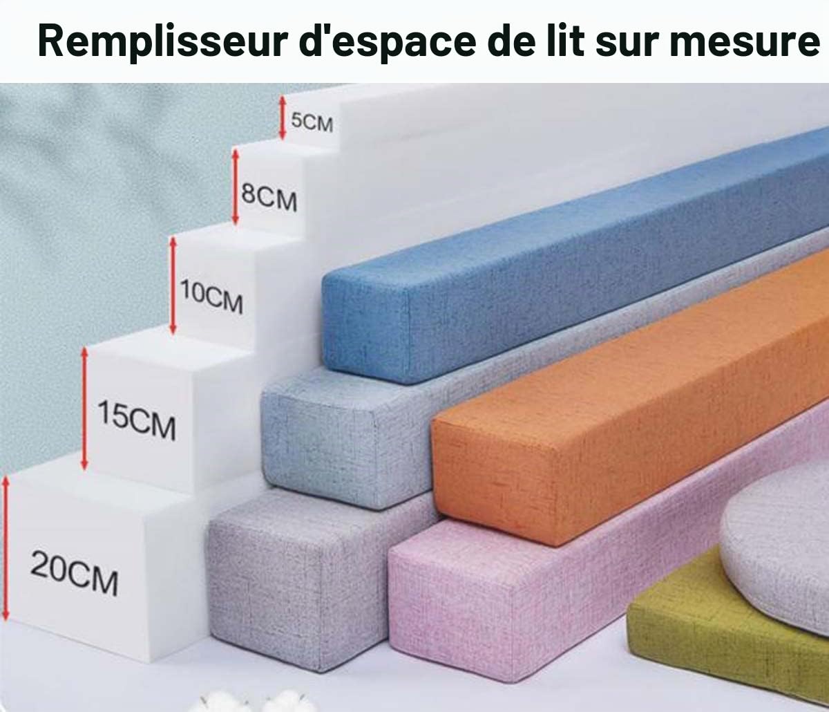 Remplissage d'espace de lit Long de Taille personnalisée, fermez l'espace Entre la tête de lit ou Le Pied de lit pour lit Simple/Double/King Size, Support de Matelas rectangulaire