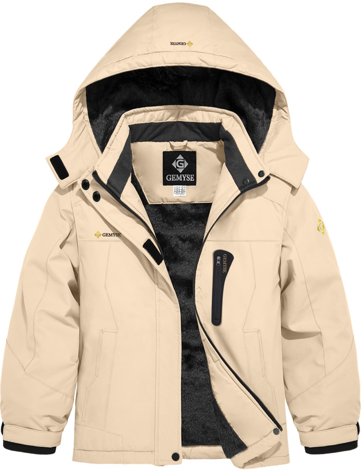 GEMYSE Girl's Waterproof Ski Snow Jacket Hooded Fleece Lined Windproof Winter Jacket