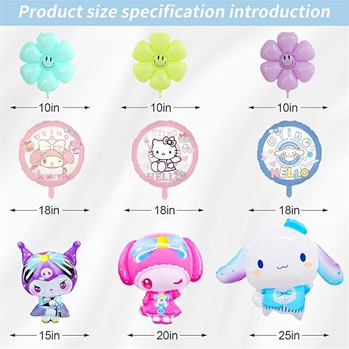 Miniatura 2 de Globos de decoración de cumpleaños de gatitos, suministros de fiesta, globos con forma de flor, temática de dibujos animados, decoraciones de fiesta