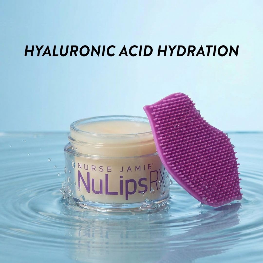 Nurse Jamie NuLipsRX Lip Treatment System – Exfoliating Silicone Brush & Hydrating Balm with Hyaluronic Acid