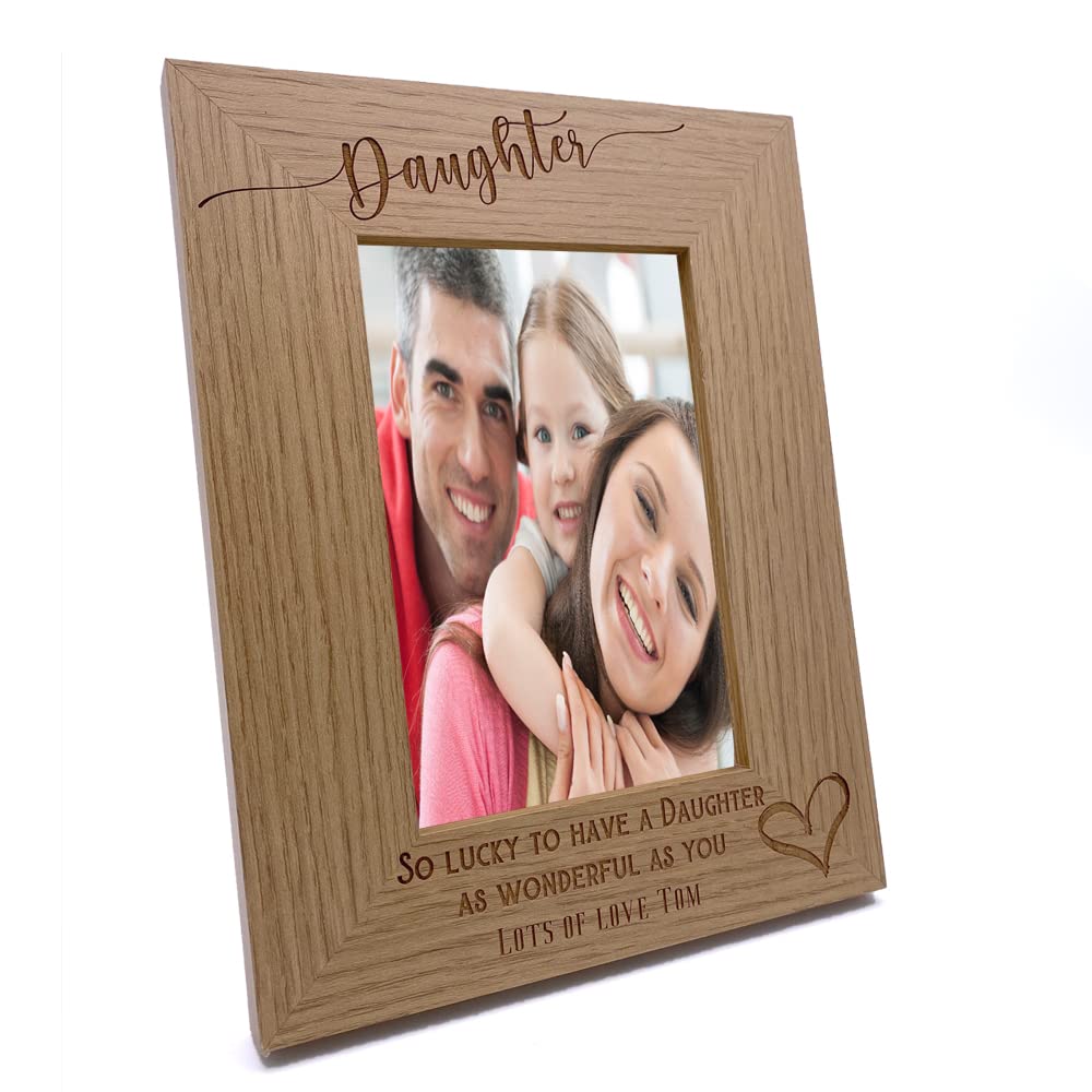 Personalised Daughter Love Heart Engraved Portrait Photo Frame Gift (8 x 10 Inch)