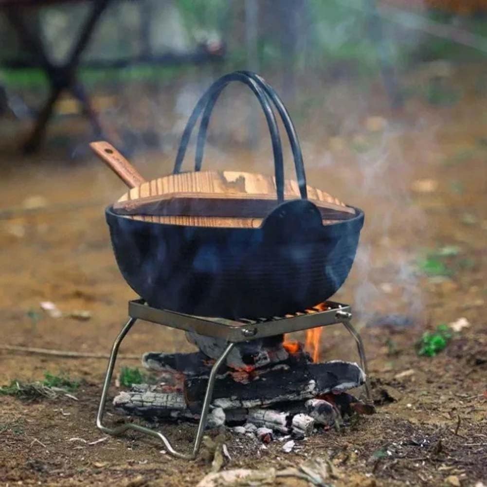 Olla robusta de hierro fundido para cocina tradicional, sin revestimiento para comidas más saludables y fácil limpieza (olla individual de 19 cm)