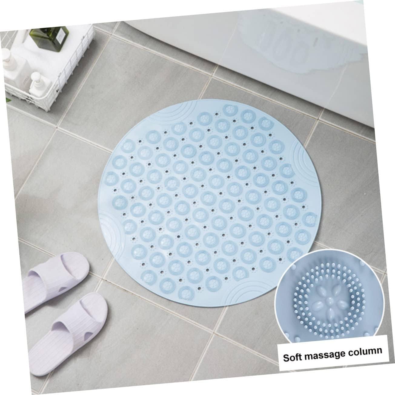 1Pc Round Skid Foot Massager Mat Drainage Suction Cups Exfoliating Foot Cleaner Pad for Relaxation and Skin Care for Shower Bath Use