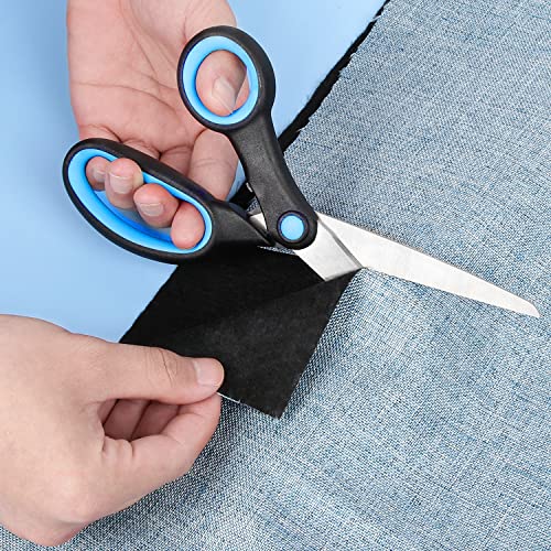 Left Handed Scissors For Adults, 8 Inch Lefty Scissors Bluk For Kids Student, All Purpose Sharp Blades Shears Set Of 2 Pack, Great For Craft, Office, Sewing Fabric, Arts, School And Home, Black/Blue #TOP1