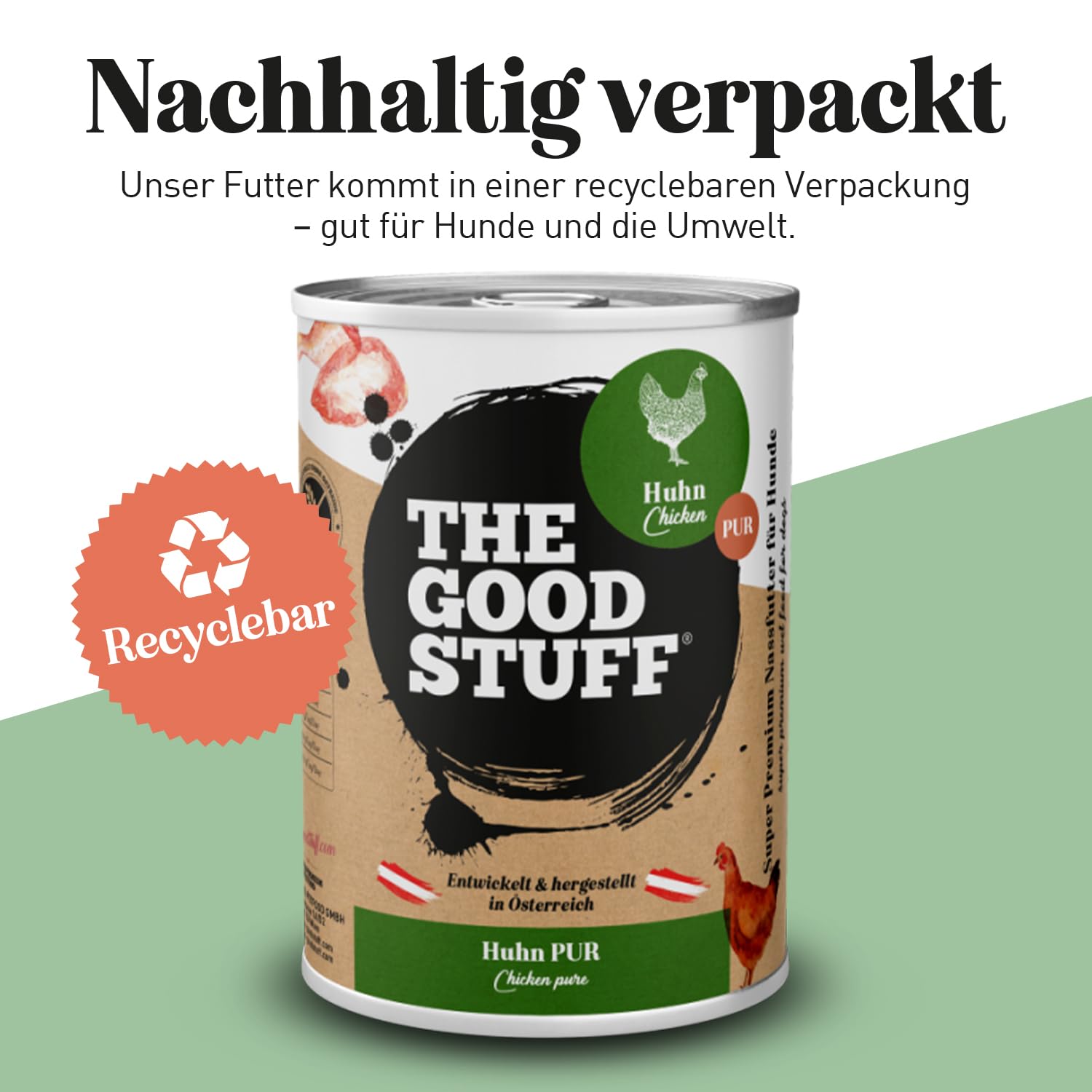 The GOODSTUFF Poulet Pur 6 x 400 g | Nourriture humide de haute qualité pour chiens | Nourriture pour chiens humide | Avec de la viande de poulet fraîche | Nourriture pour chiens sans céréales | Super
