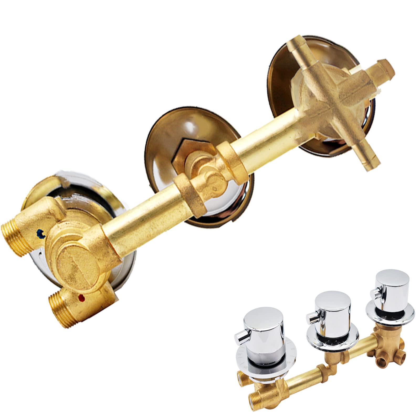 ZQFHSX Thermostatic Shower Faucets with Brass Mixer Tap Ceramic Cartridge 3 Control Holder G1/2 Silver LWX