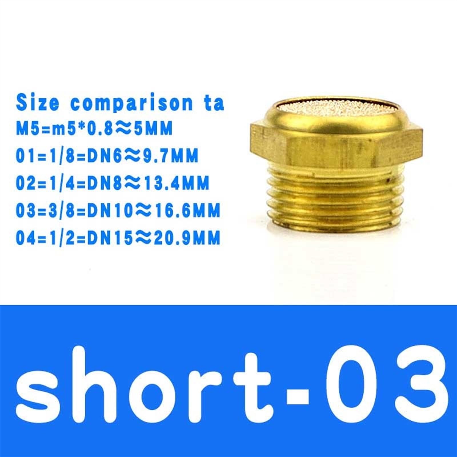 Silenziatori Pneumatici, marmitte, silenziatori Connettore silenziatore di Scarico Assorbimento Rumore compressore Aria(Short03)