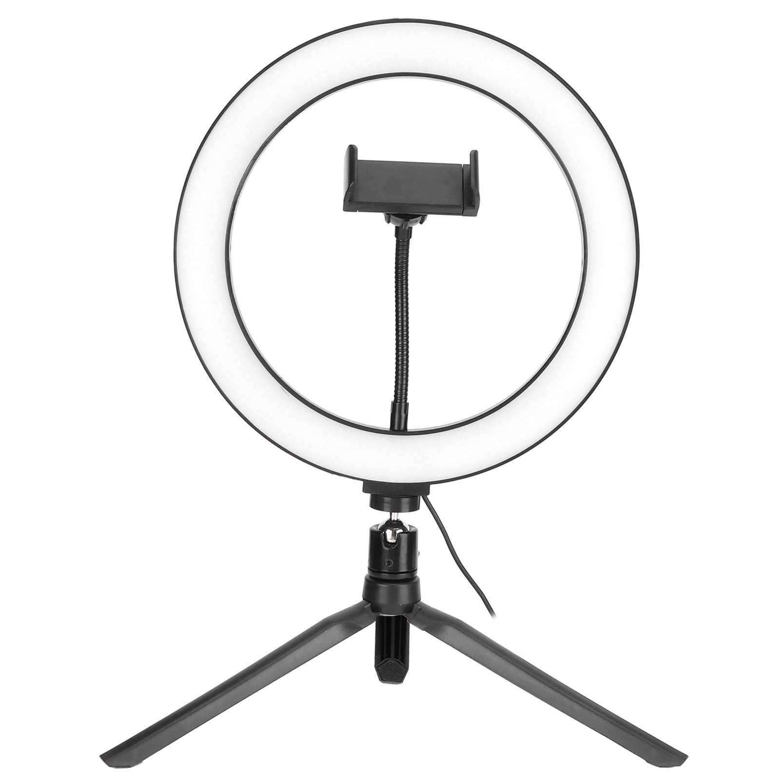Anneau Lumineux à LED avec 10 Niveaux de Gradation, 3 températures de Couleur pour Les diffusions en Direct, Lampe d’appoint de Bureau avec Support pour téléphone et trépied, idéal