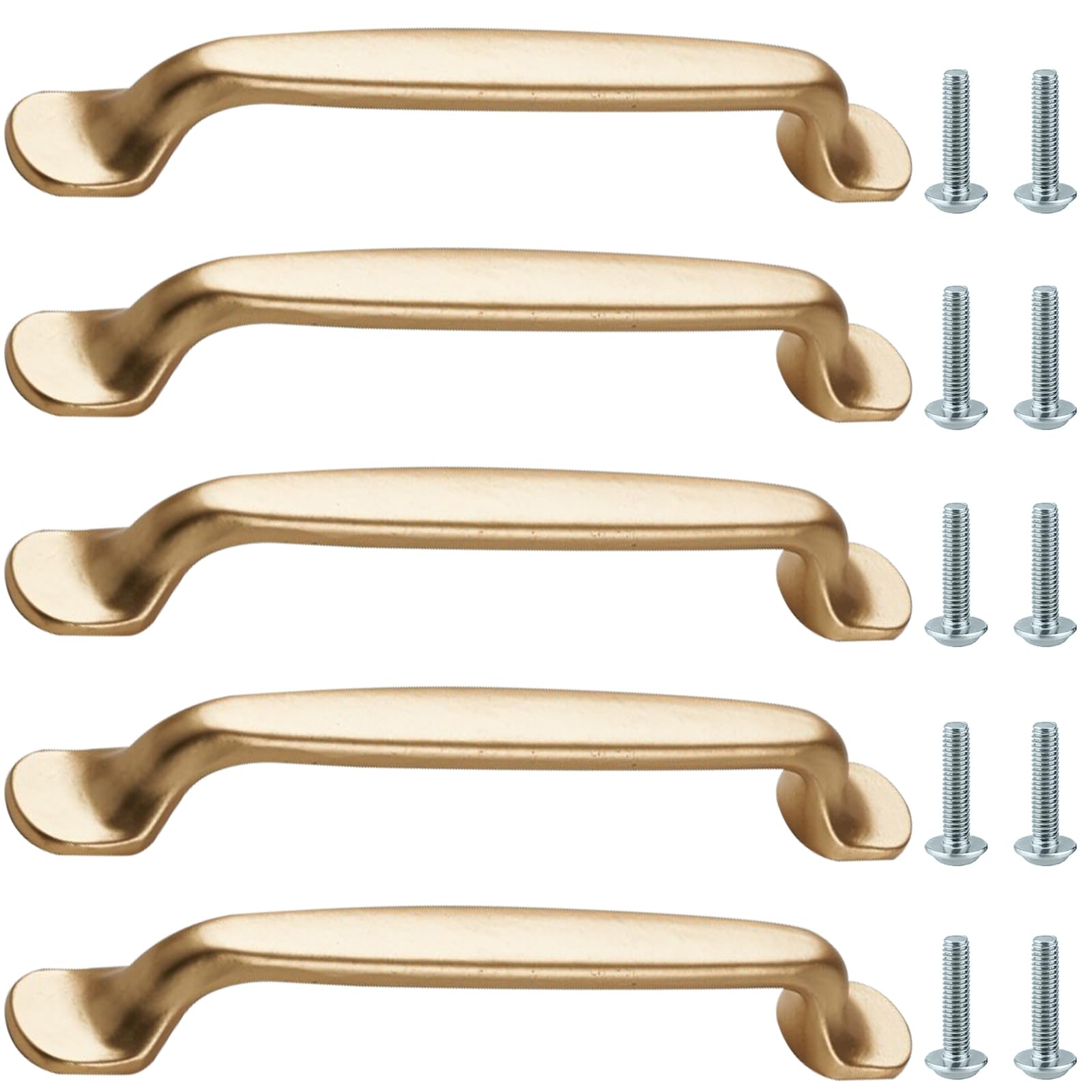 Yohuork 5 Pack Brushed Gold Retro Cabinet Pulls 5 Inch(128mm) Hole Centers, Kitchen Cabinet Drawer Wardrobe Door Handles, Hardware Drawer Appliance Pulls, Gold