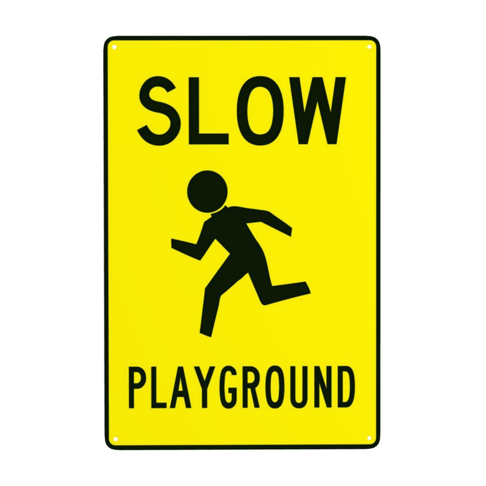 Slow Playground Traffic Warning With Symbol Vintage Metal Sign 12x8 Inch