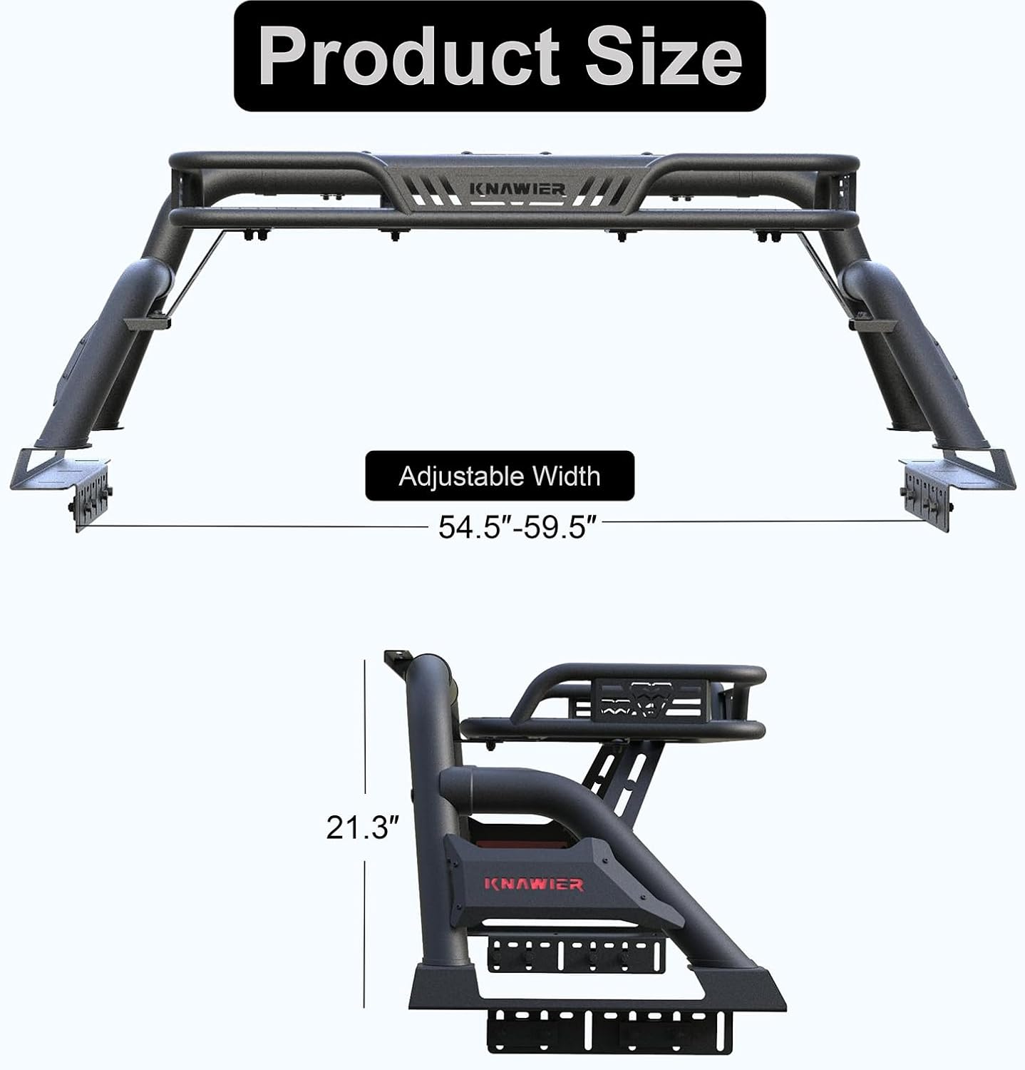 Roll Bar with Cargo Basket for Mid Size Pickup Truck, Adjustable Black Sport Chase Rack Roll Cage Compatible with Gladiator,Frontier,Canyon,Ranger,Colorado,Tacoma