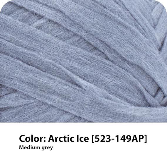 Lion Brand Yarn, Rewind Bulky Flat Tape Yarn for Crochet, Knitting and Crafts, Arctic Ice, 1 Pack, Soft Fiber for Bags, Summer Hats, and Shawls, Medium Grey