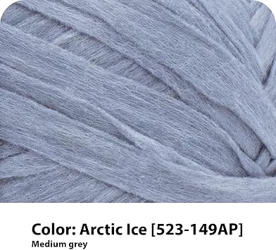 Lion Brand Yarn, Rewind Bulky Flat Tape Yarn for Crochet, Knitting and Crafts, Arctic Ice, 1 Pack, Soft Fiber for Bags, Summer Hats, and Shawls, Medium Grey