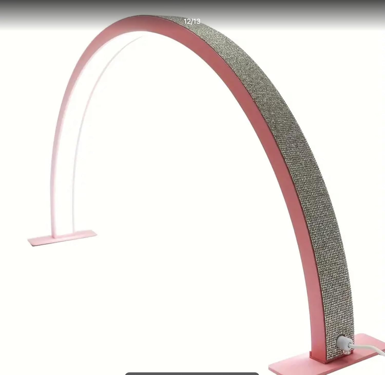 LED Desk Lamp with Crystal Glitter Finish, Pink Arc Design,