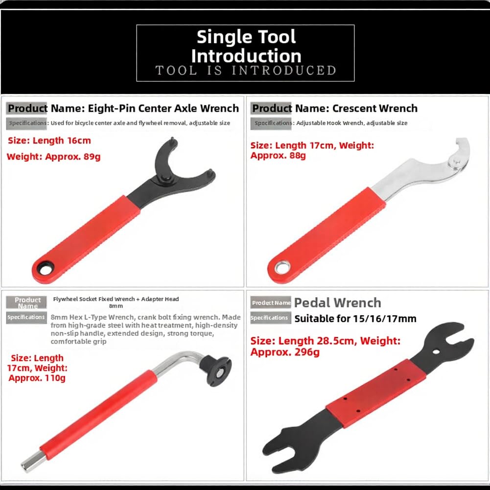 Kit di riparazione per mountain bike, multifunzione, set di strumenti in ferro per la manutenzione del ciclismo, con custodia compatta grigia per correzioni e regolazioni delle marce, 32 x 25 cm