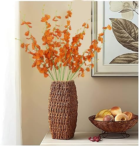 Ferial Artificial Orchids Flowers Bouquet Realistic Orchids Silk Bulk, 6Pcs Faux Flowers Flowers Fake Orange Orchids Long Stem For Indoor Outdoor Wedding Home Office Decoration #TOP6