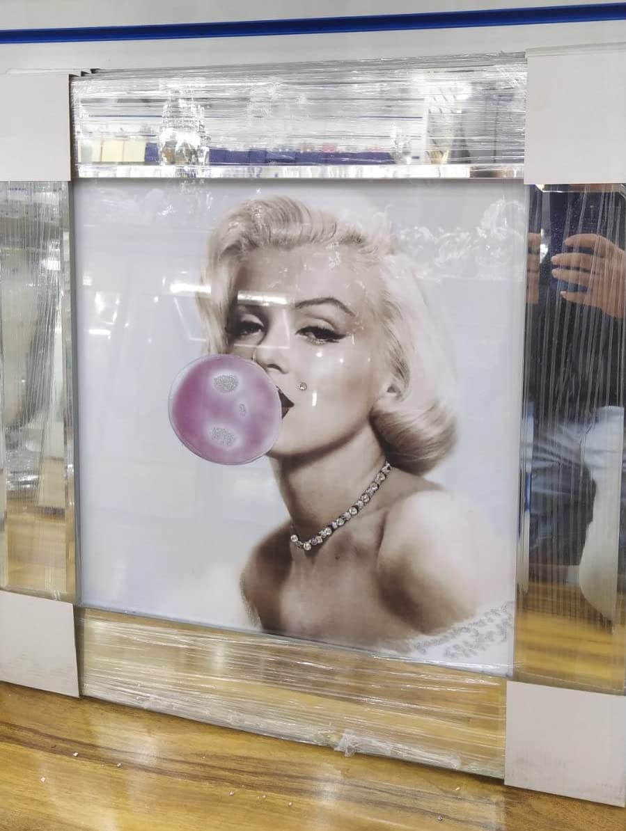 Biznest Glitter Modern Liquid Wall Art With Mirrored Edges 50X50cm (Marilyn Monroe)
