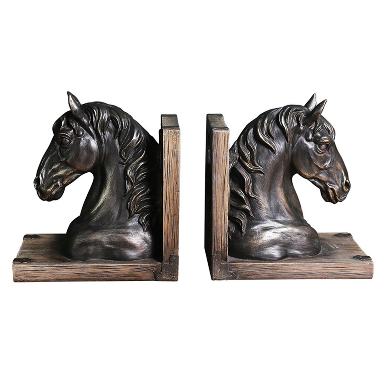 Pferdekopf-Statue im Vintage-Stil, dekorative Buchstütze, Figur für Wohnzimmer