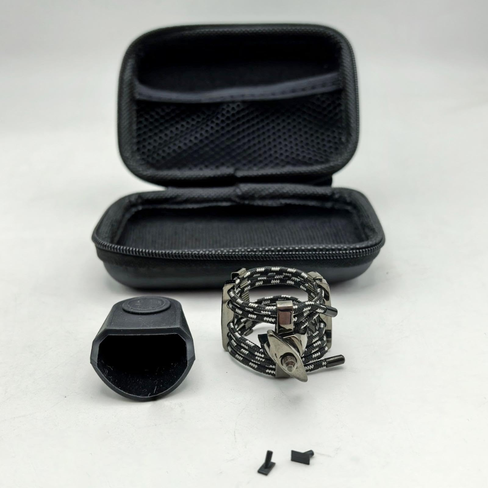 Boquilla Abrazadera para Clarinetes Y Saxofones Accesorio Metálico Reforzado Instalación Rápida Adecuada para Ensayos Agrupaciones Musicales, Saxo Tenor Negro