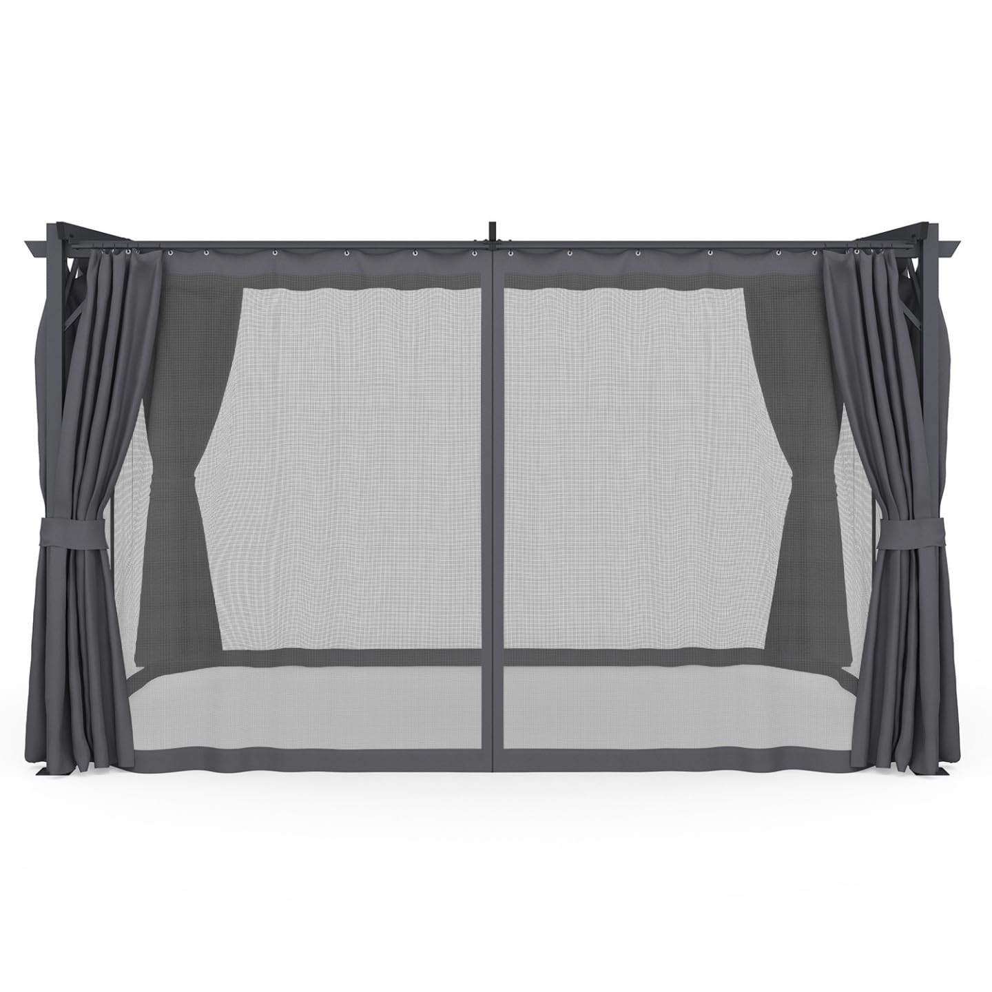 IDMarket - Pergola édition intégrale moustiquaire Toit rétractable 3x4M et 4 Rideaux Gris