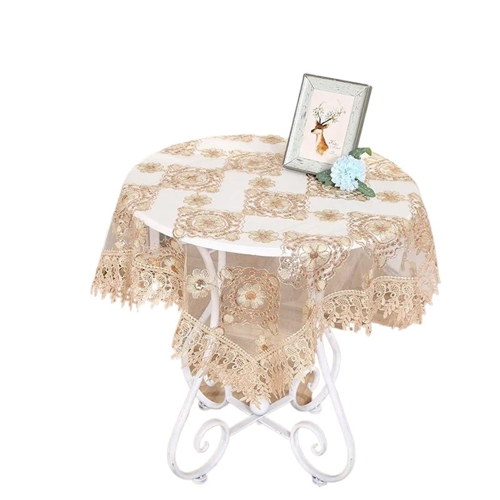 SHENJMAI Vintage Lace Table Lace Embroidery Tablecloth Wedding Party Dining Table Cloth Bedroom Balcony Coffee Small Round Cover Decoration(A 40x90cm)